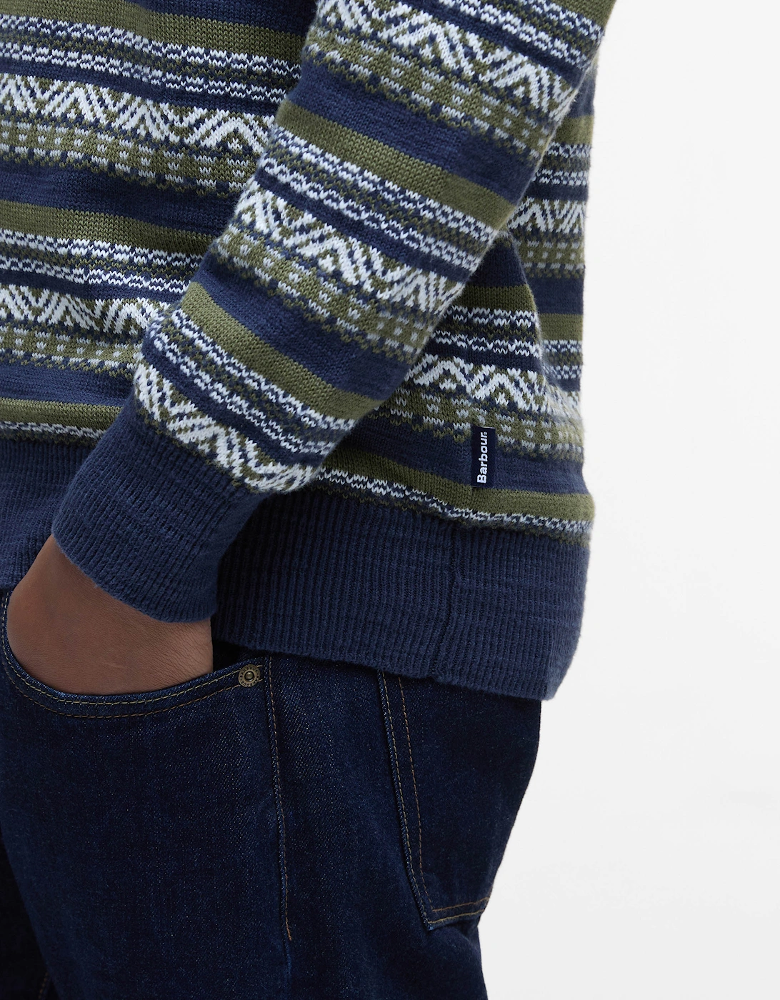 Topcliffe Mens Fairisle Crew Neck Sweater - Navy