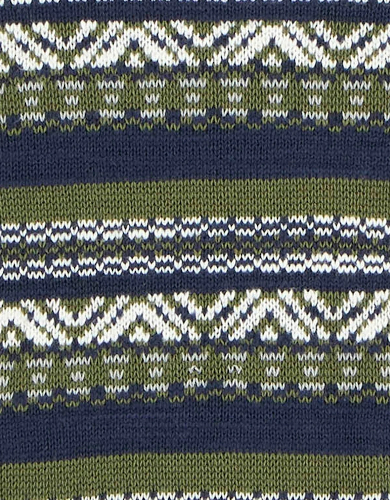 Topcliffe Mens Fairisle Crew Neck Sweater - Navy