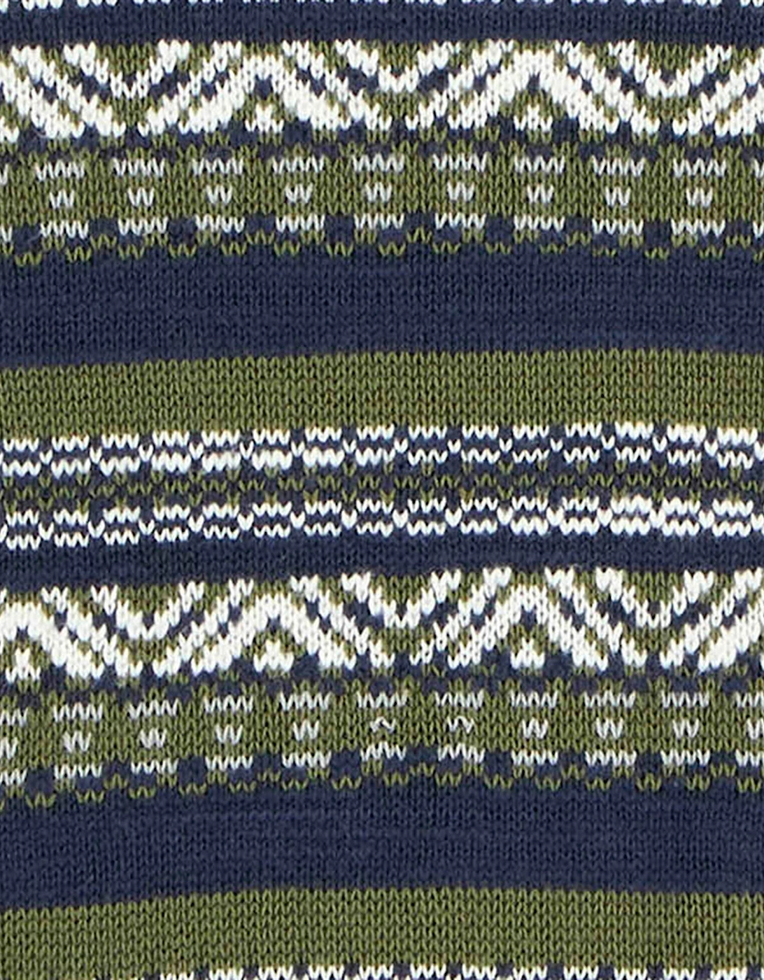 Topcliffe Mens Fairisle Crew Neck Sweater - Navy
