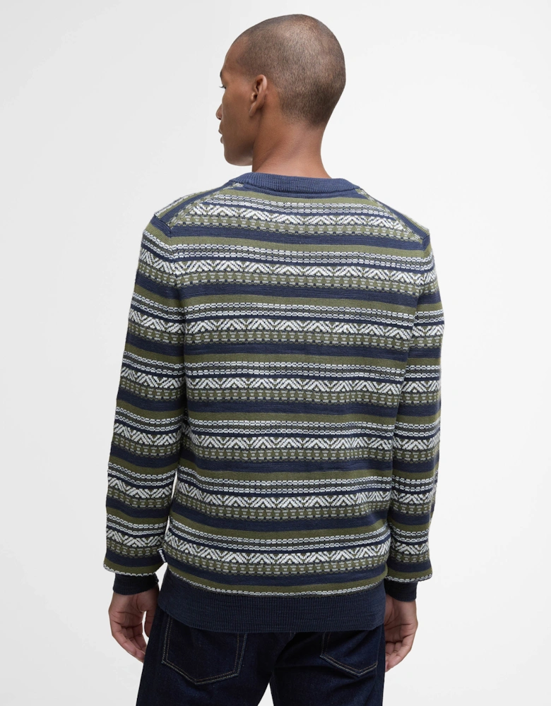 Topcliffe Mens Fairisle Crew Neck Sweater - Navy