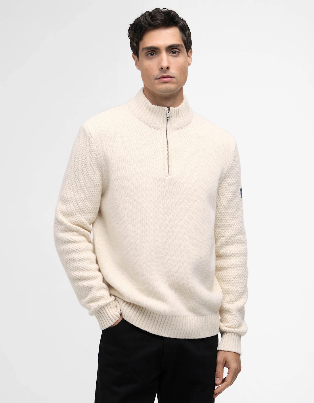 Enfield Mens Funnel Neck Jumper - Whisper White, 5 of 4