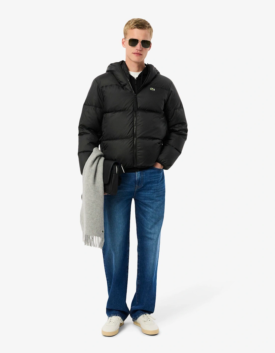 Short Water-Repellent Mens Hooded Down Jacket - Black 031