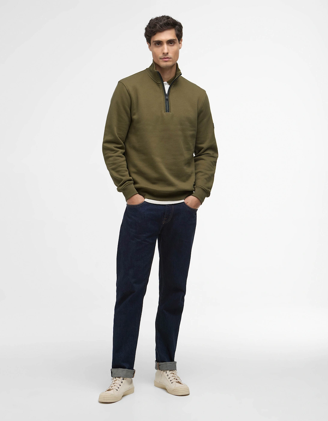 Rufforth Mens Half Zip Sweatshirt - Light Sage