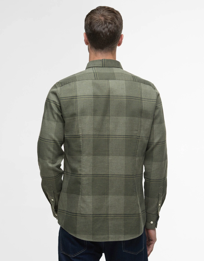 Heaney Mens Checked Tailored Shirt - Olive
