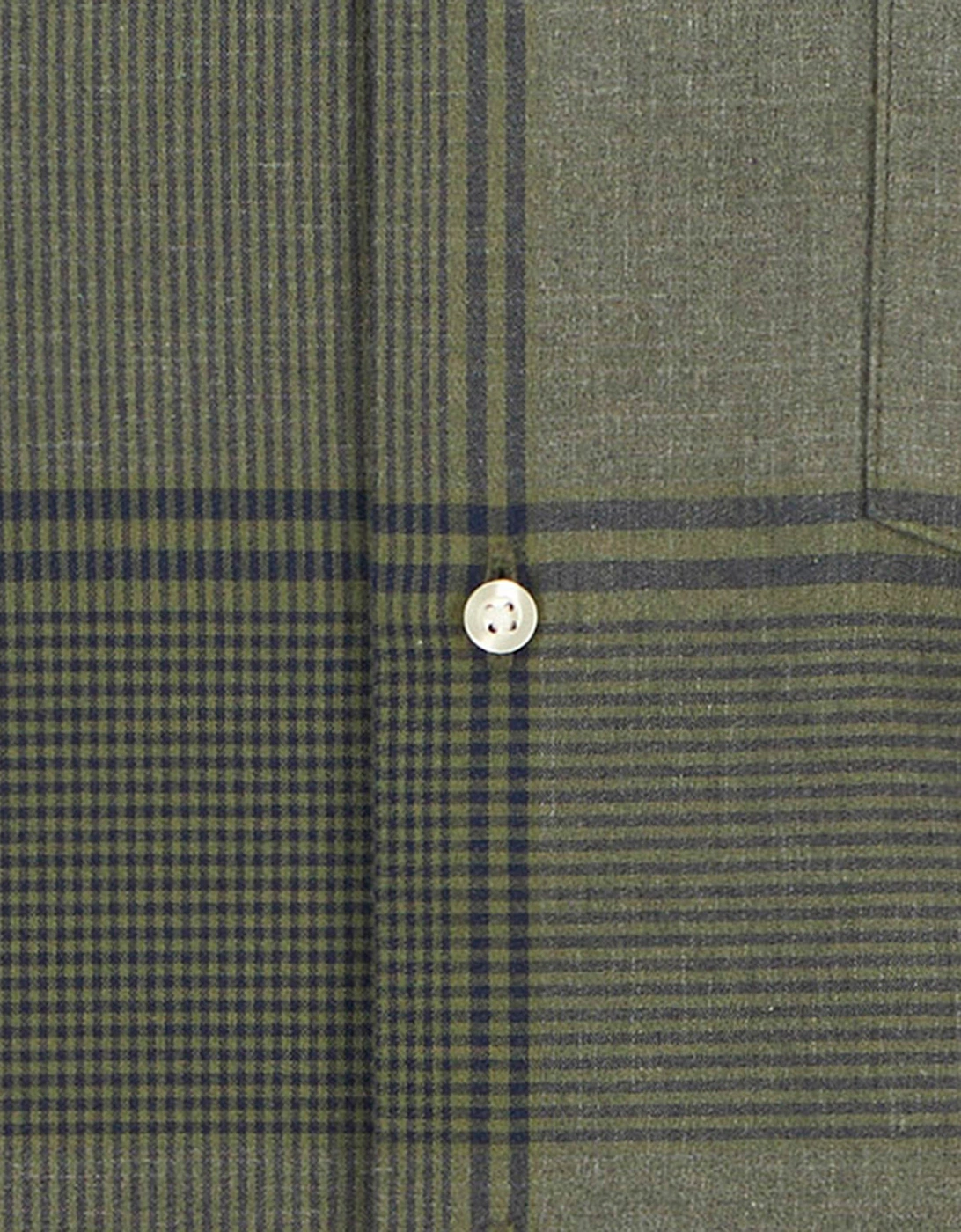 Heaney Mens Checked Tailored Shirt - Olive