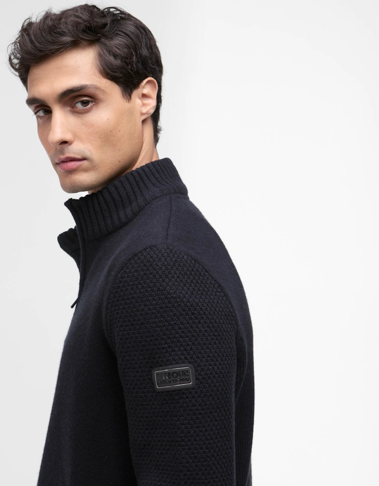 Enfield Mens Funnel Neck Jumper - Black