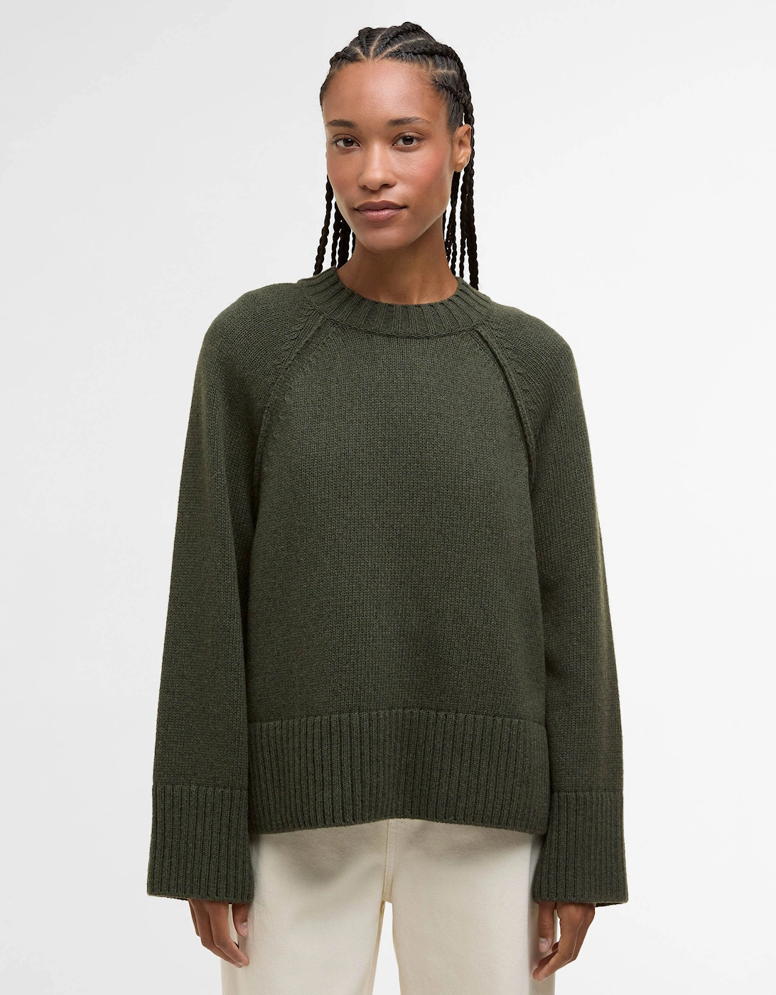 Women's Barbour Ashdon Womens Knitted Jumper - Sage - Green - Size: 10