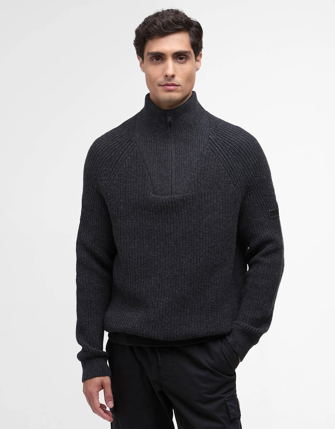 Chester Mens Funnel Neck Jumper - Charcoal Marl, 6 of 5