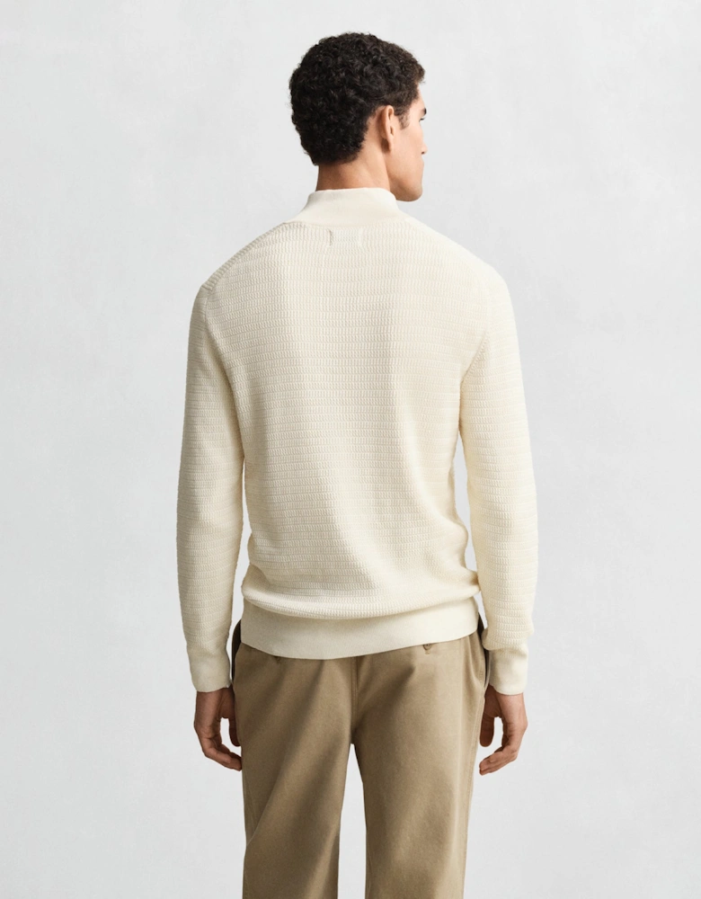 Mens Mini Cable Half Zip Jumper - 130 Cream
