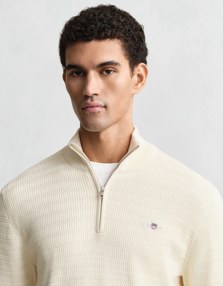 Mens Mini Cable Half Zip Jumper - 130 Cream
