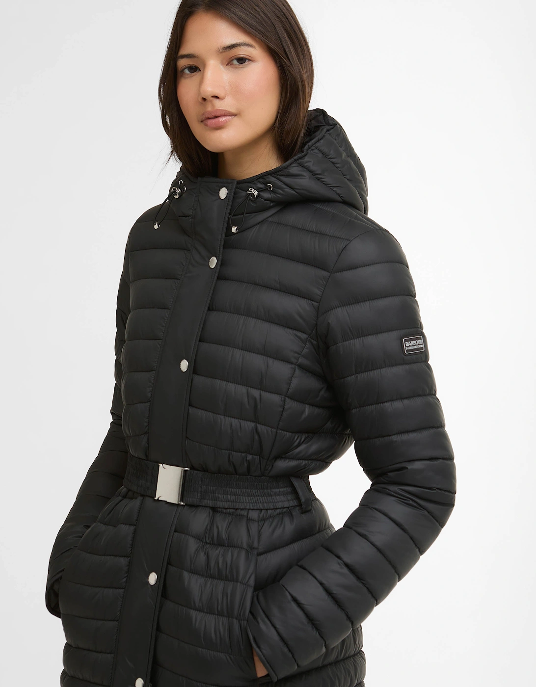 Women's Barbour International Longline Jada Womens Puffer Jacket - Black - Size: 14