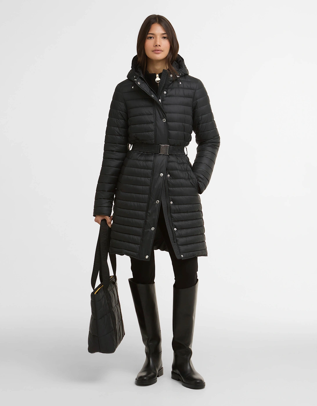 Longline Jada Womens Puffer Jacket - Black