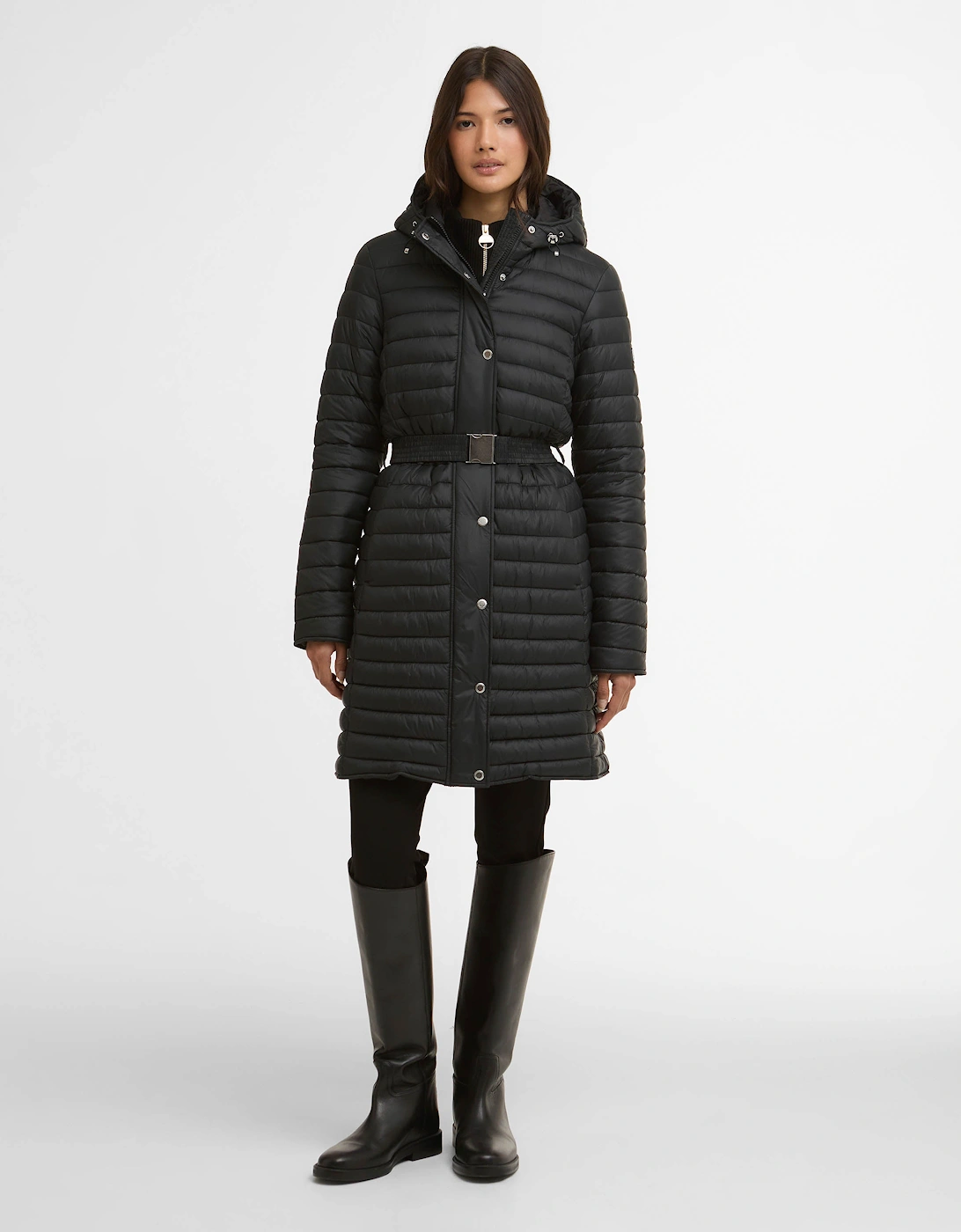 Longline Jada Womens Puffer Jacket - Black