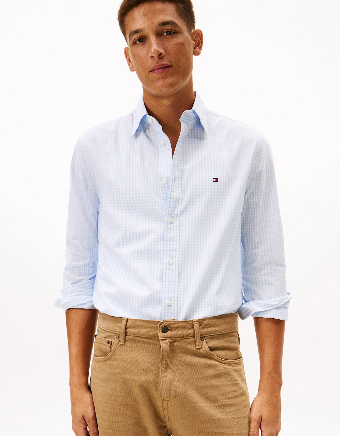 Flex Poplin Big Gingham Mens Shirt - Sweet Blue/Check, 6 of 5