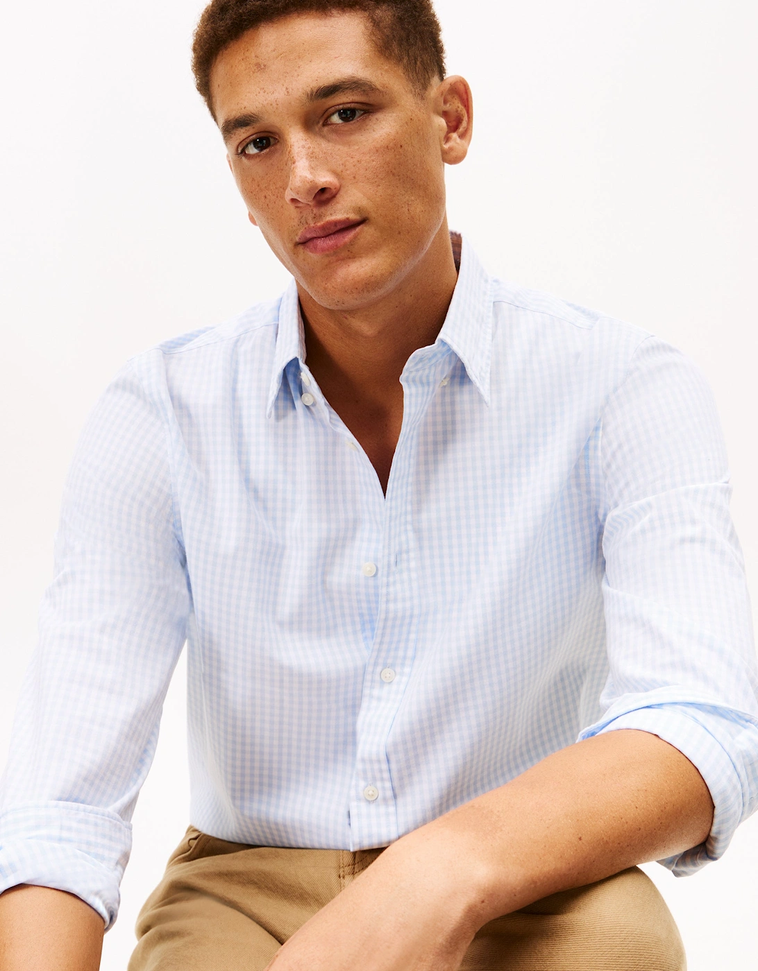 Flex Poplin Big Gingham Mens Shirt - Sweet Blue/Check