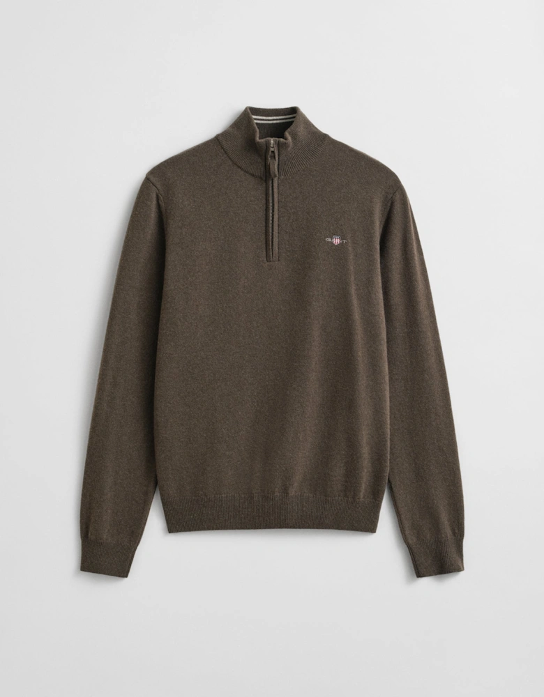 Mens Superfine Lambswool Half Zip Cardigan - 290 Seawood Melange