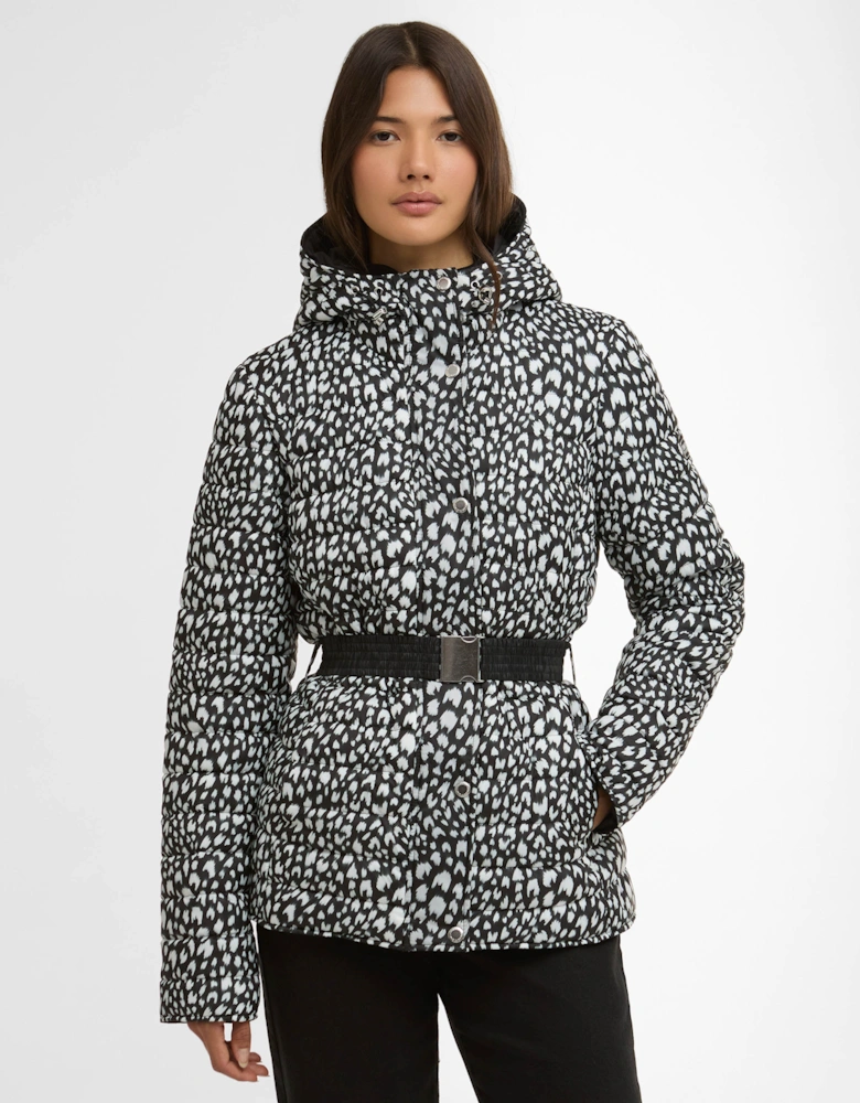 Printed Jada Womens Puffer Jacket - Snow Leopard Print