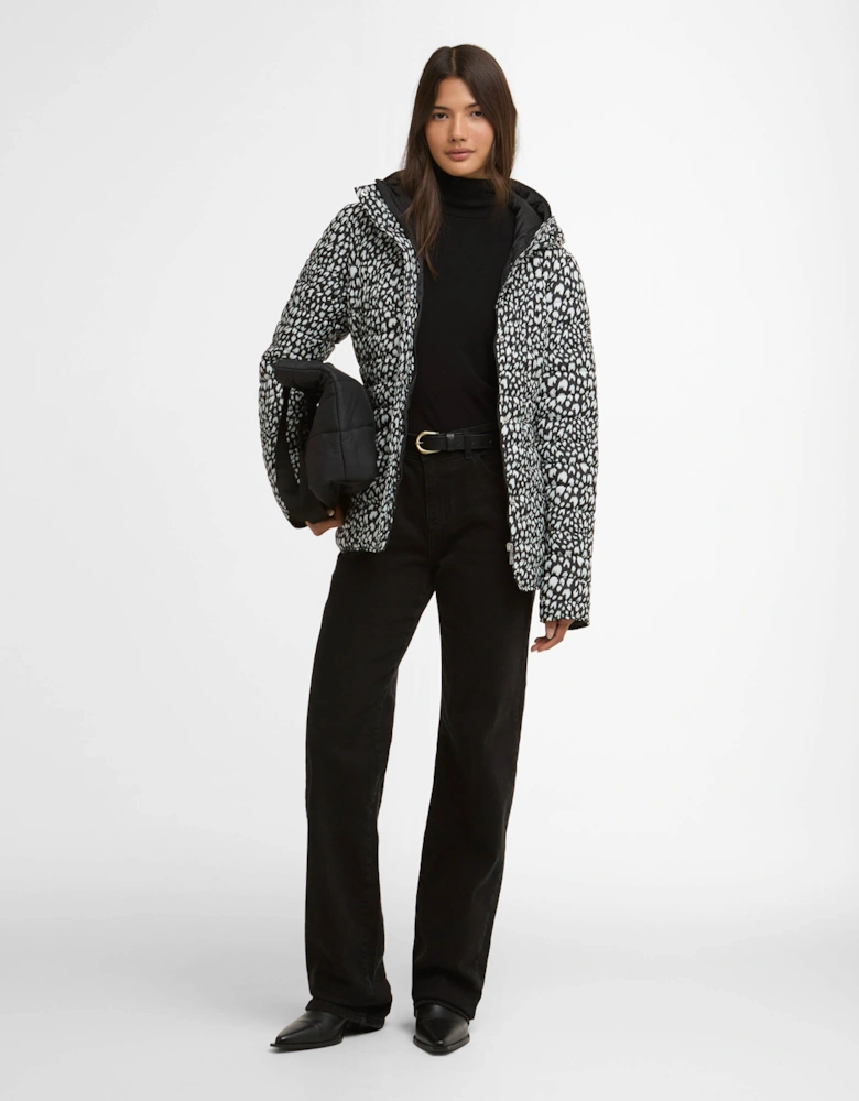 Printed Jada Womens Puffer Jacket - Snow Leopard Print