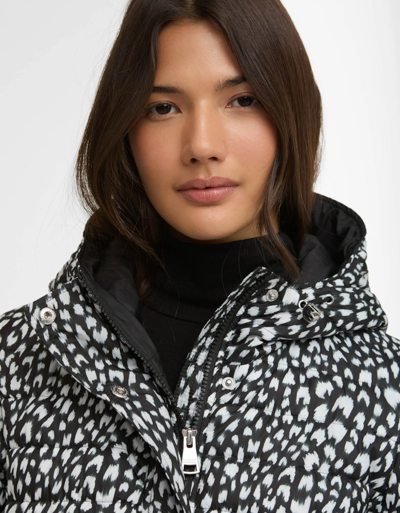 Printed Jada Womens Puffer Jacket - Snow Leopard Print