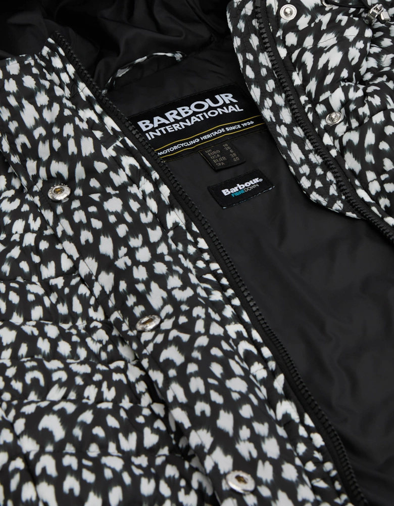 Printed Jada Womens Puffer Jacket - Snow Leopard Print