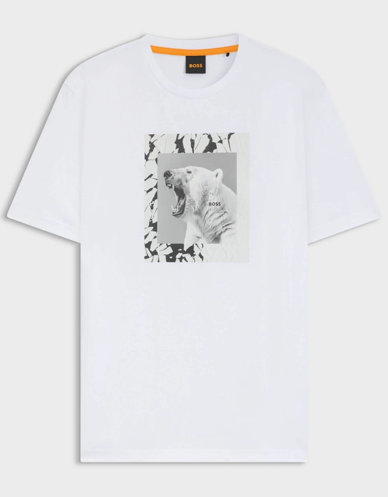 BOSS Orange Te lupo Mens Polar Bear Graphic T-Shirt - White 100