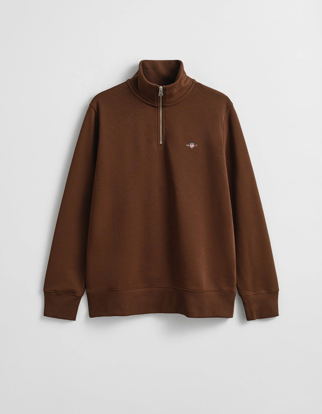 Mens Regular Fit Shield Logo Half Zip Sweatshirt - 229 Mahogany Brown, 2 of 1