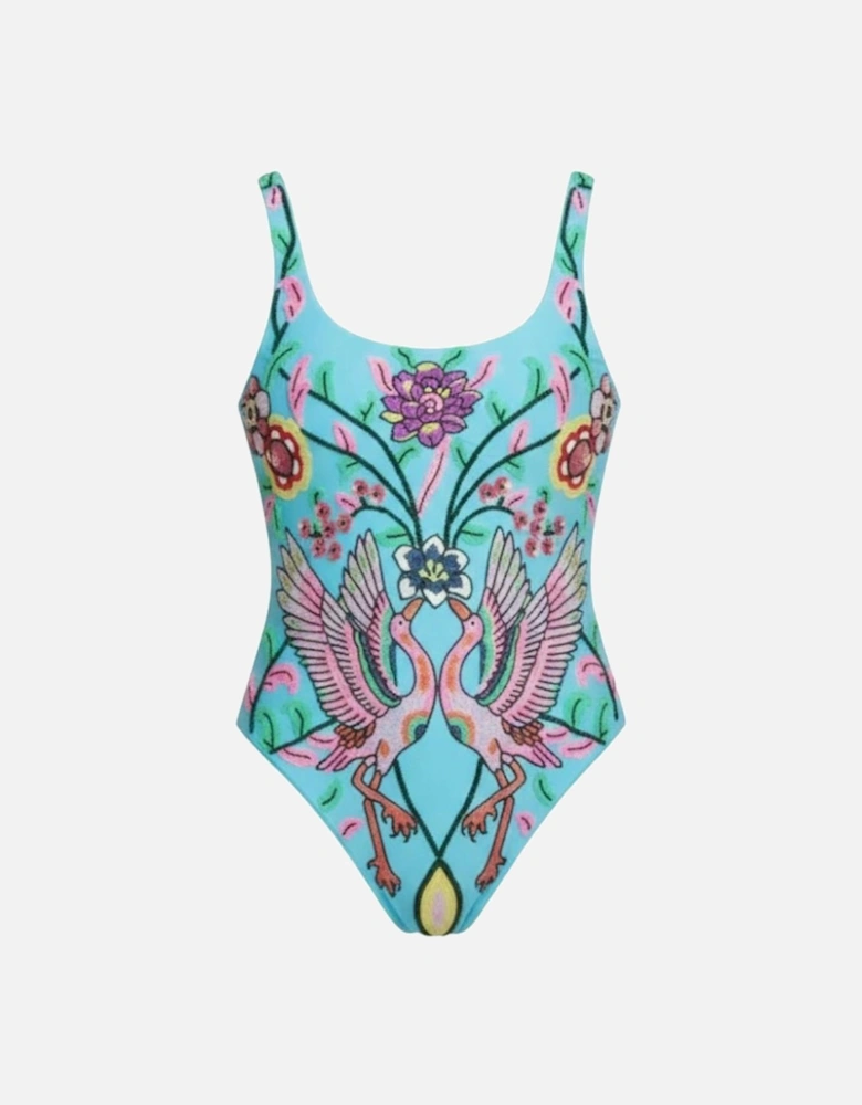 Una High Cut Scoop Back Blue Swimsuit