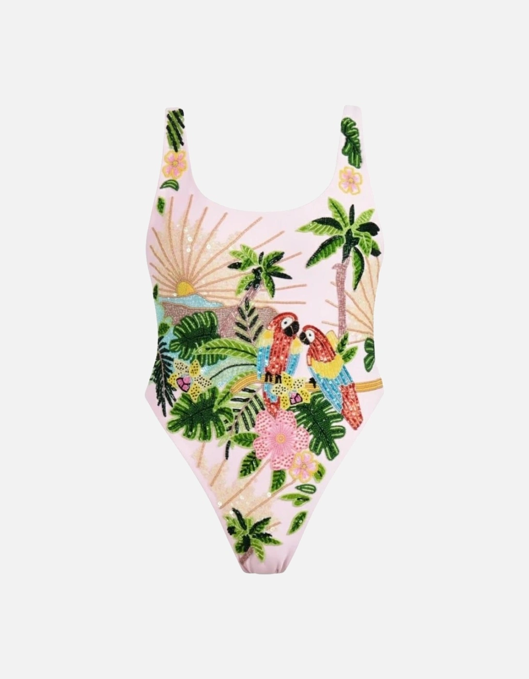 Maya Scoop Back Tropical Swimsuit - Pink