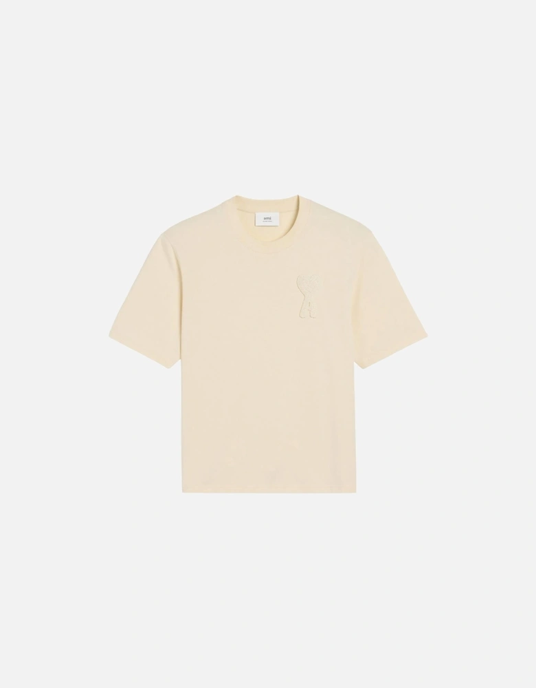 Heart Patch T-Shirt Beige Cream
