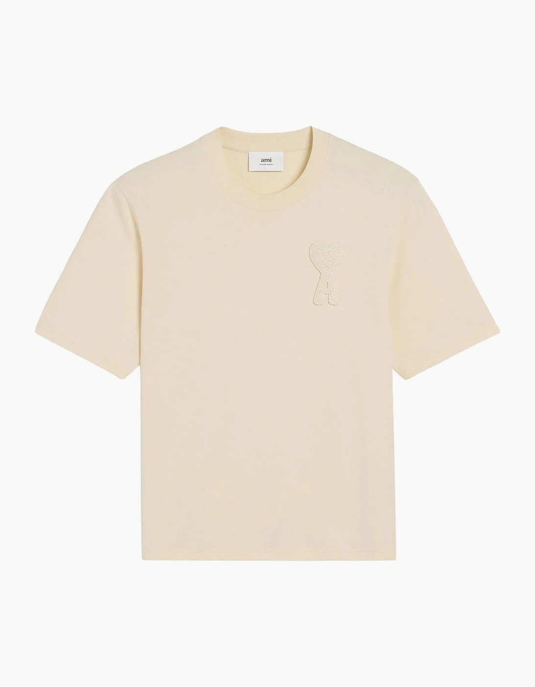 Men's AMI Paris Heart Patch T-Shirt Beige Cream - Tan - Size: 42