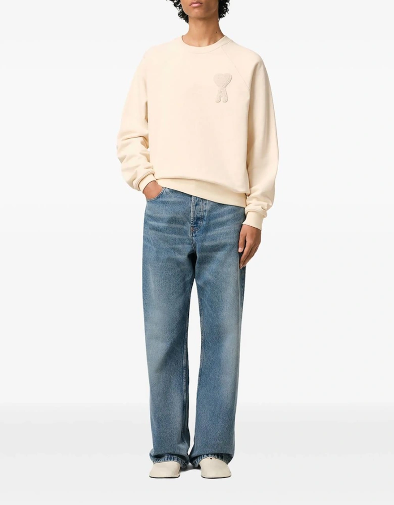 Heart Patch Sweatshirt Beige Cream