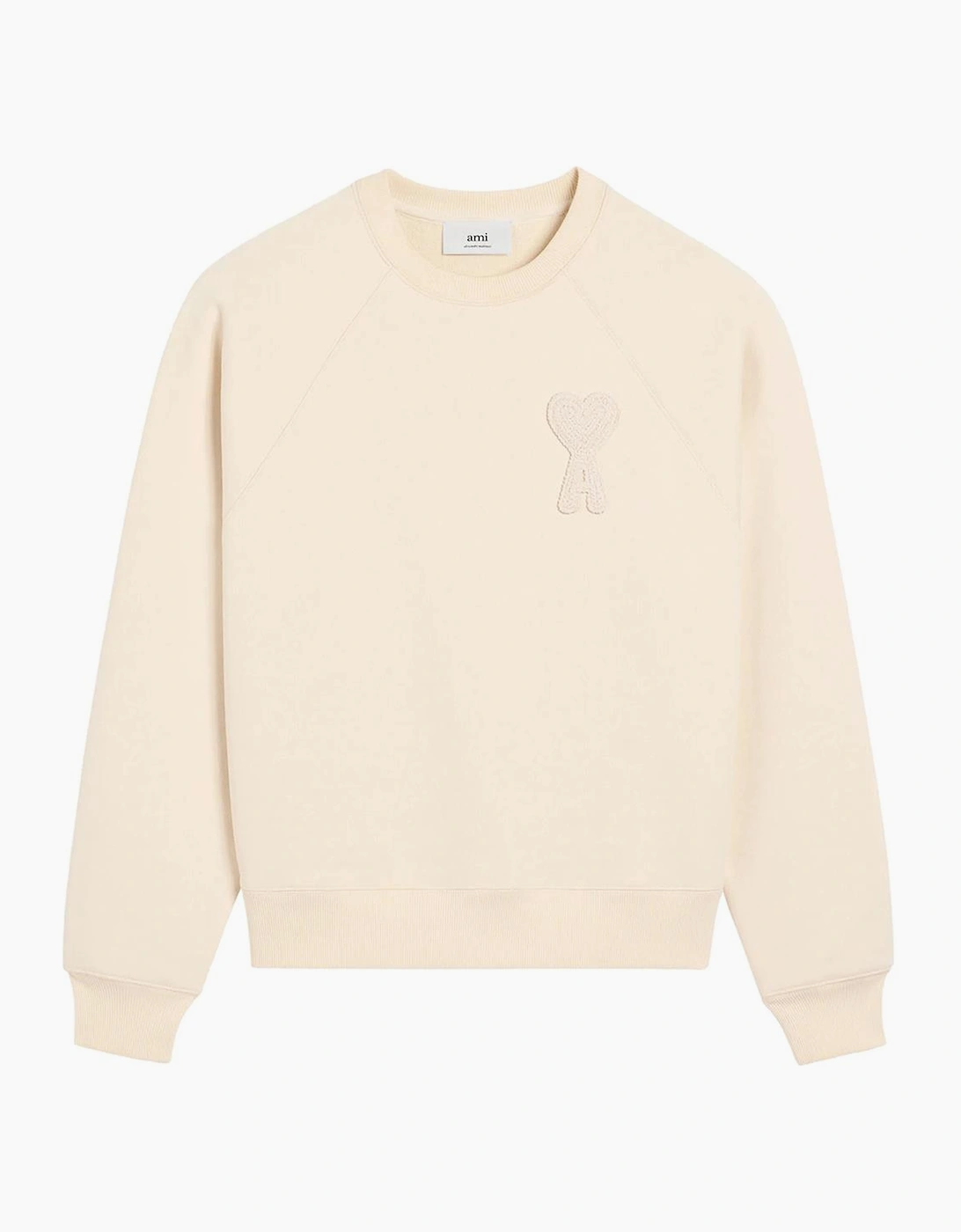 Men's AMI Paris Heart Patch Sweatshirt Beige Cream - Tan - Size: 38