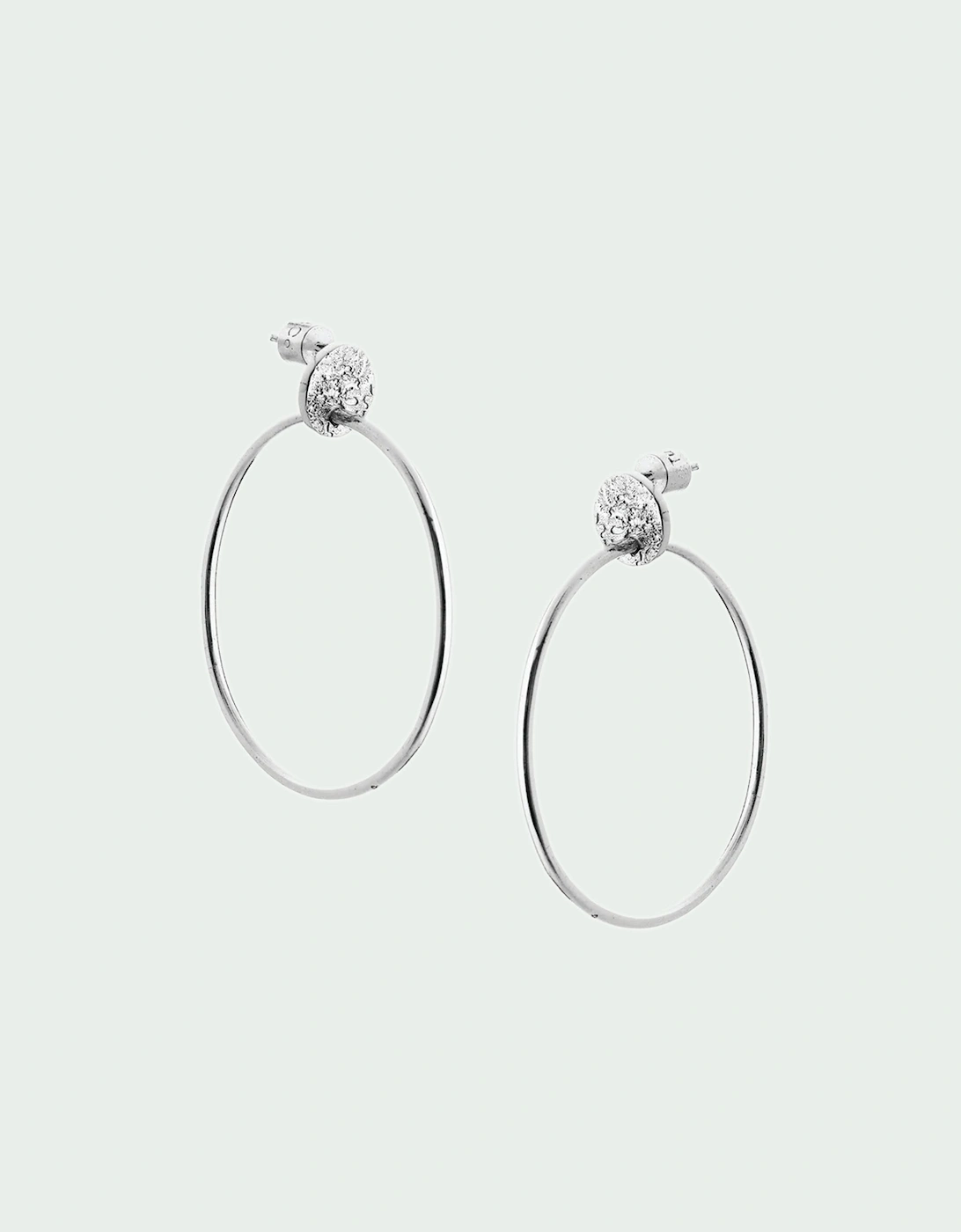 Tutti Women's Quay Textured Stud Large Hoop Drop Earrings - Silver/Silver