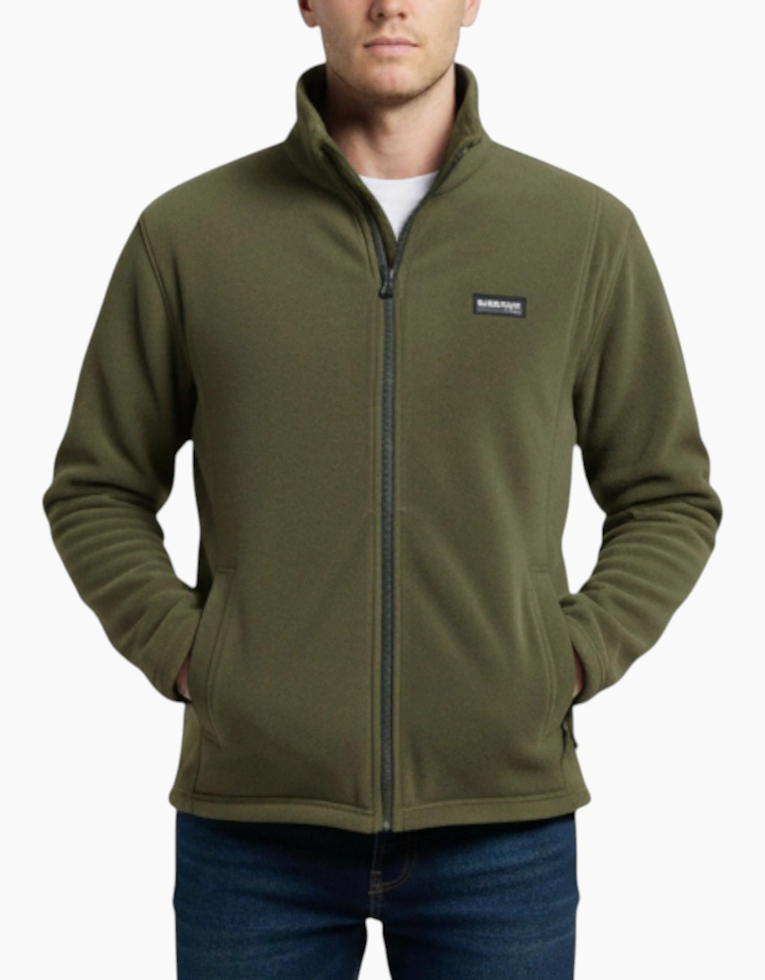 Burton Men's Burton Mens Sweatshirt Full Zipper Jacket Long Sleeve High Neck Plain Jumper Top - Green