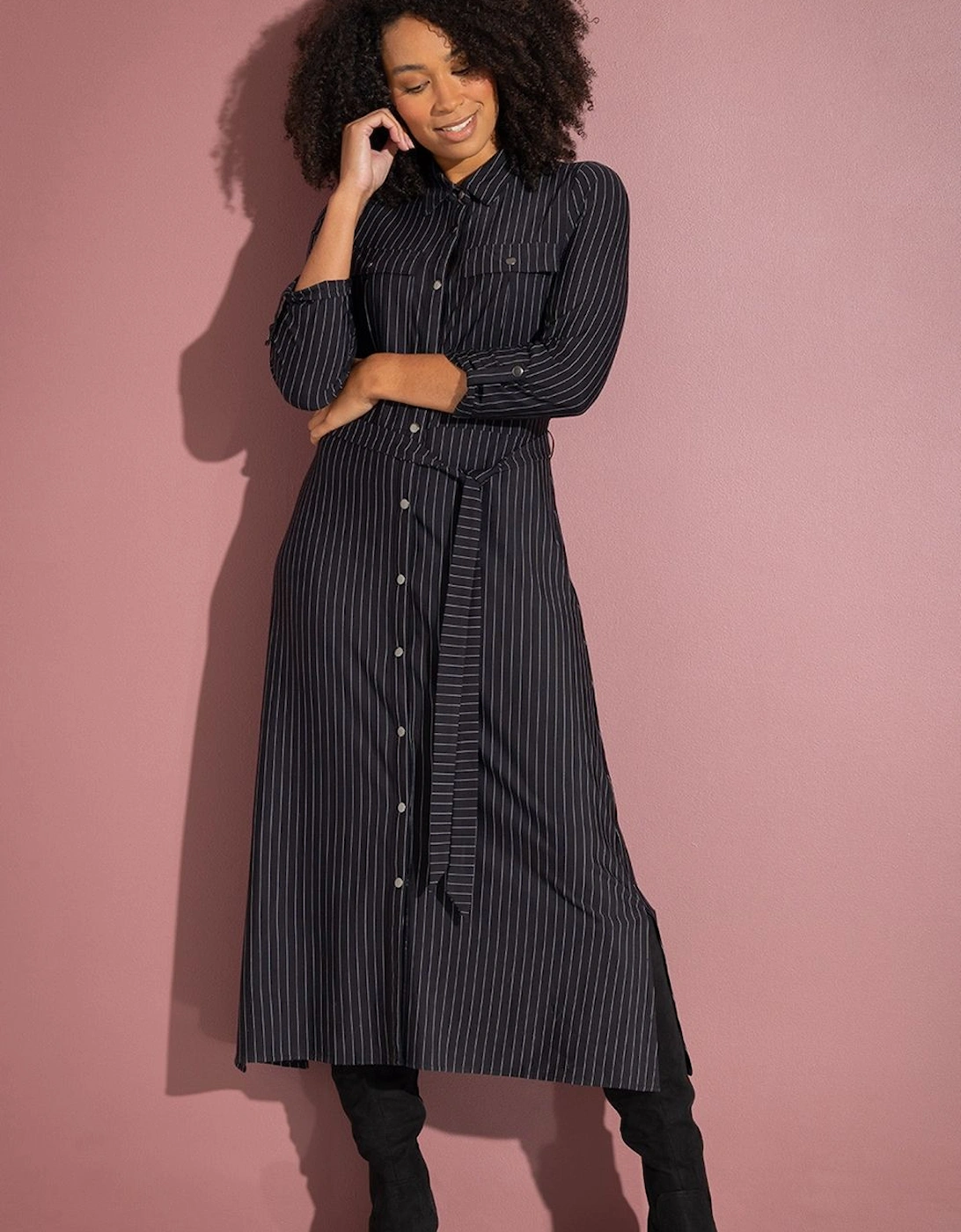 Pinstripe Midi Shirt Dress, 2 of 1