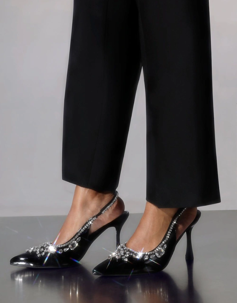 'Delpha' Crystal Embellished Slingback Heel