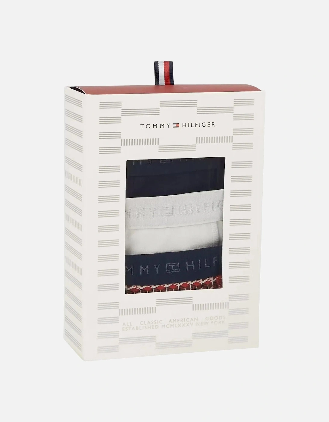 3-Pack Geo Print Boys Boxer Trunks Gift Set, Red/Ecru/Navy