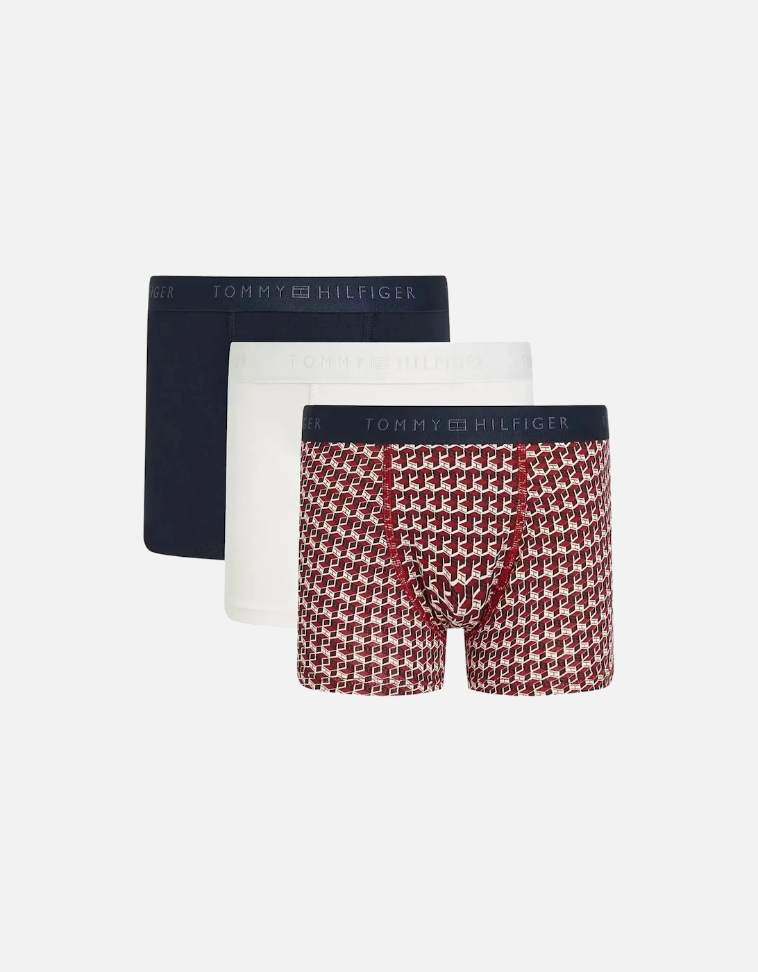 3-Pack Geo Print Boys Boxer Trunks Gift Set, Red/Ecru/Navy, 5 of 4