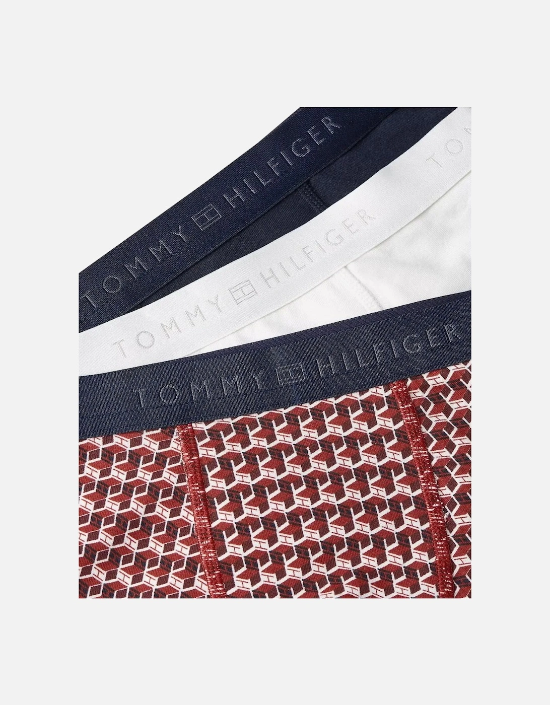 3-Pack Geo Print Boys Boxer Trunks Gift Set, Red/Ecru/Navy