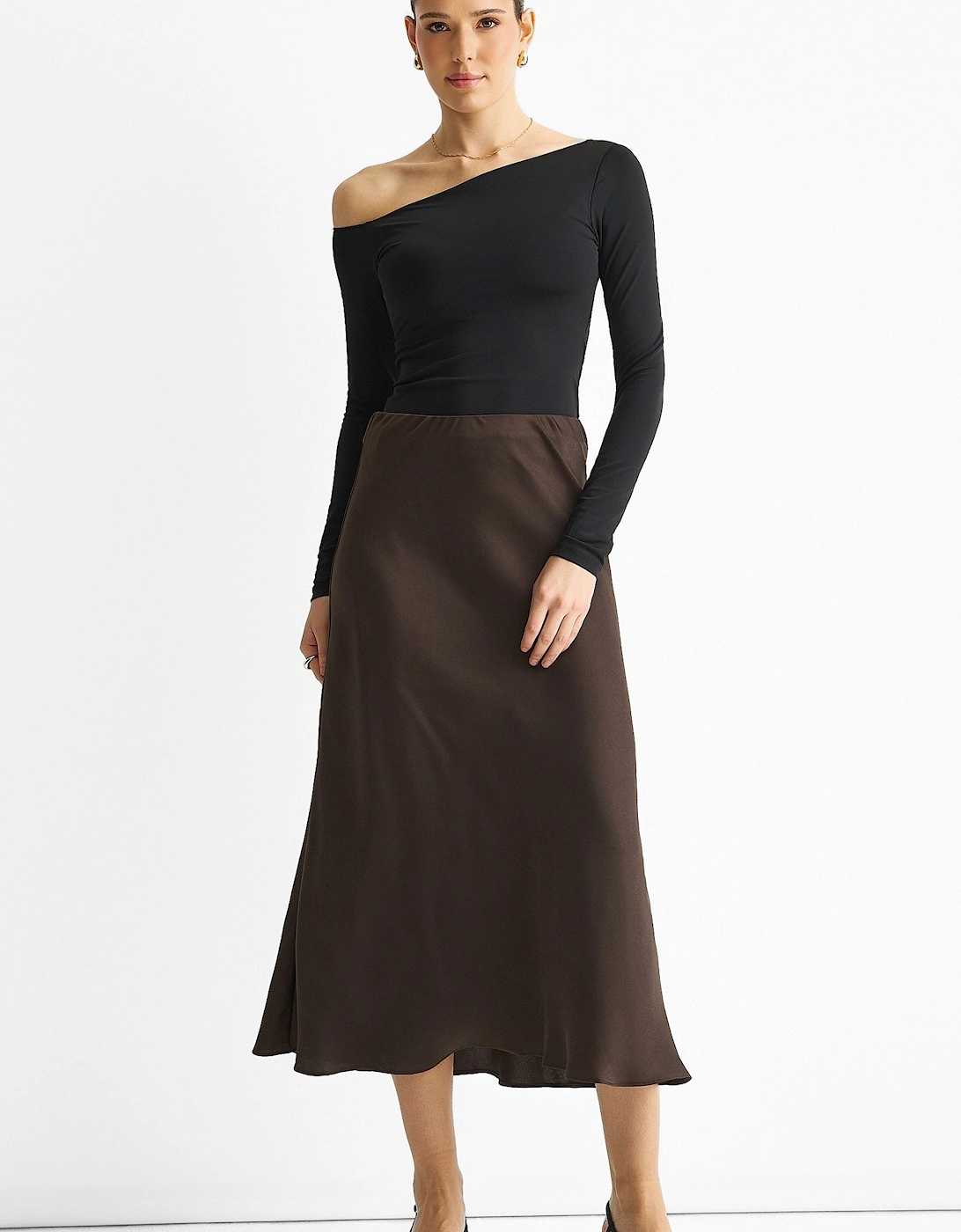 Chocolate Bias Midi Skirt, 2 of 1