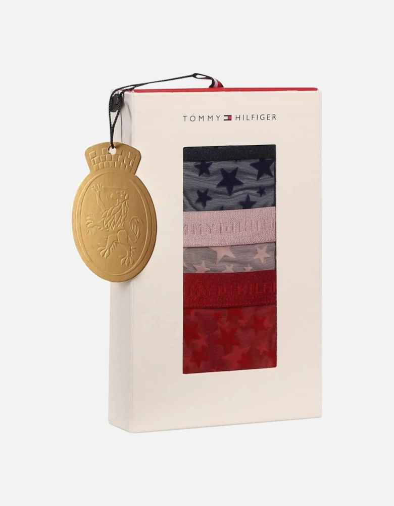 3-Pack Mesh Stars Thongs Gift Set, Navy/Pink/Red