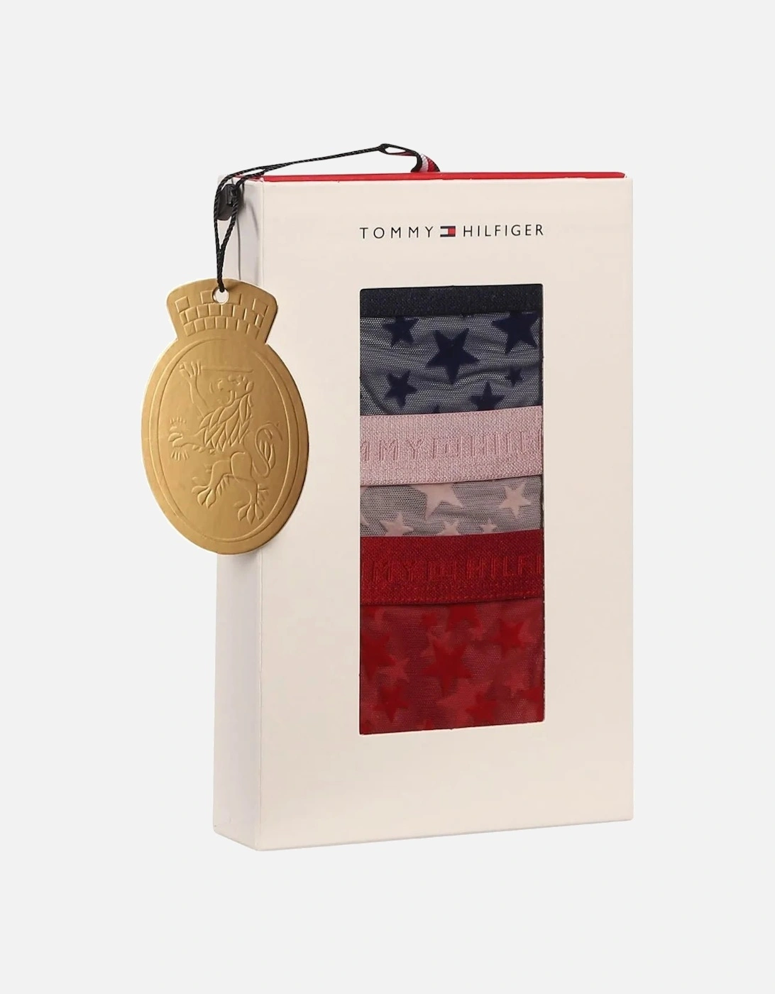 3-Pack Mesh Stars Thongs Gift Set, Navy/Pink/Red