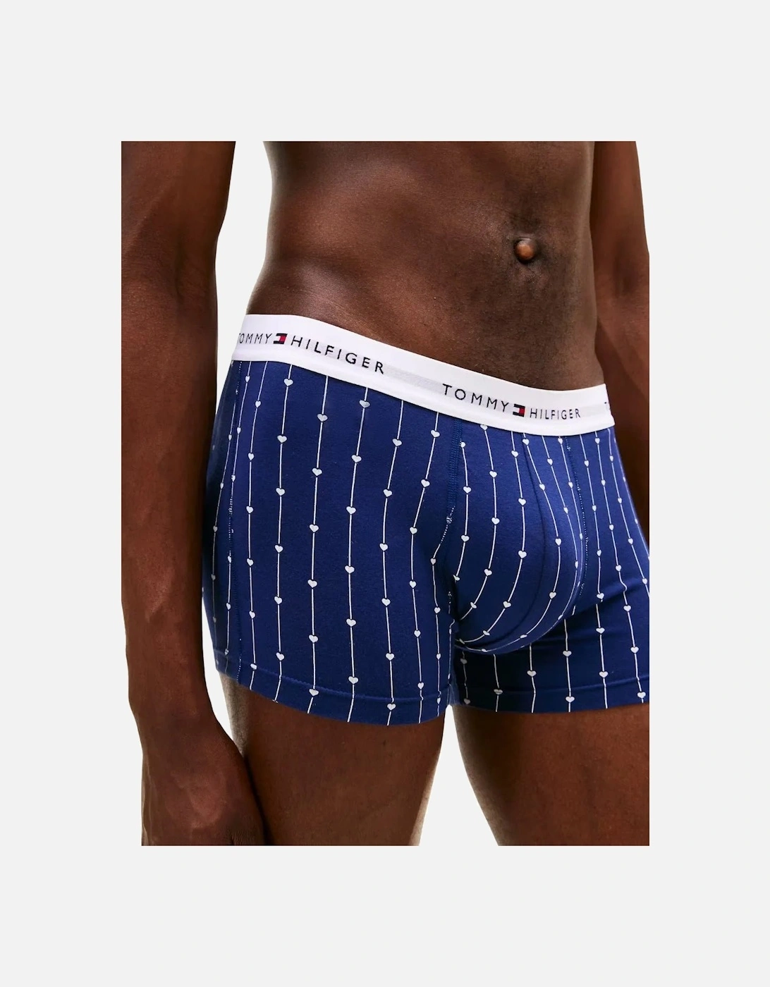 3-Pack Signature Cotton Hearts Print Boxer Trunks, Navy/Pink/Red