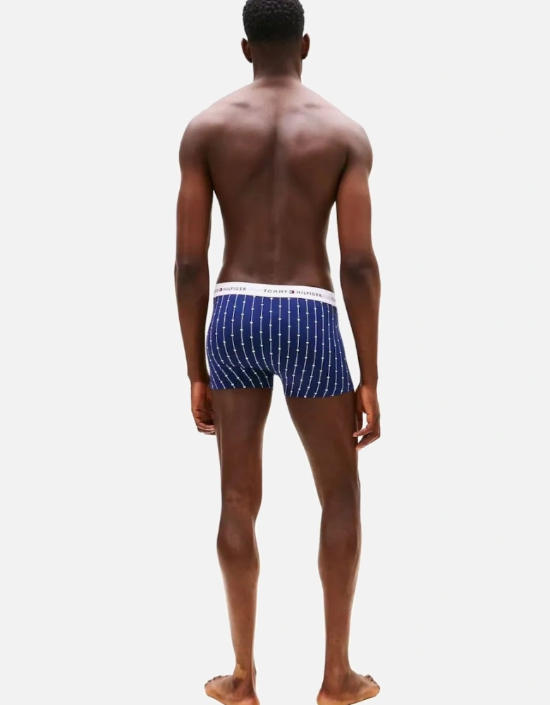 3-Pack Signature Cotton Hearts Print Boxer Trunks, Navy/Pink/Red