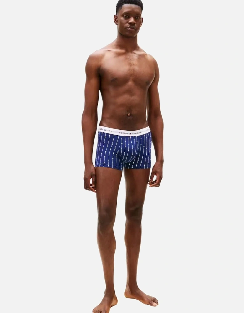 3-Pack Signature Cotton Hearts Print Boxer Trunks, Navy/Pink/Red