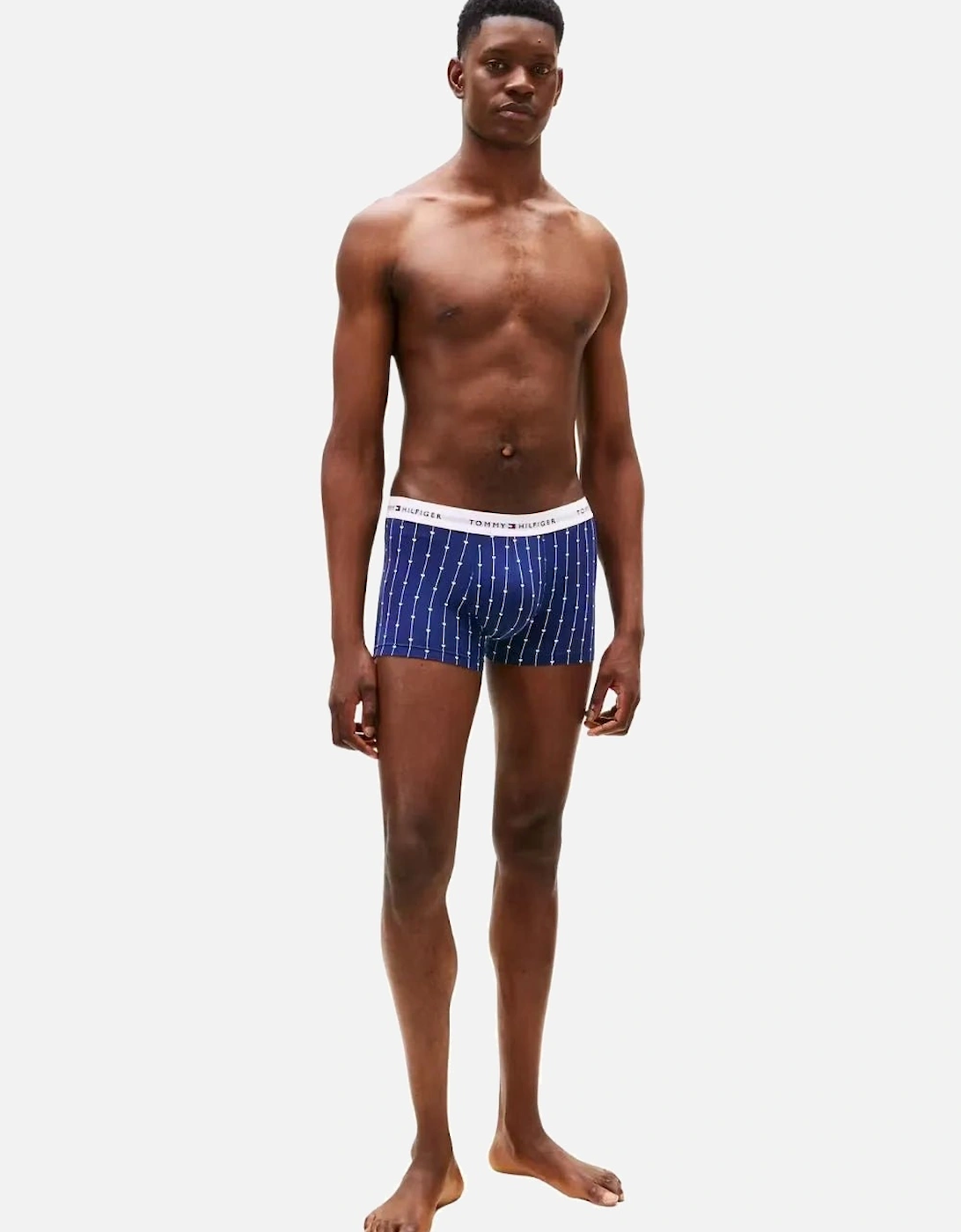 3-Pack Signature Cotton Hearts Print Boxer Trunks, Navy/Pink/Red