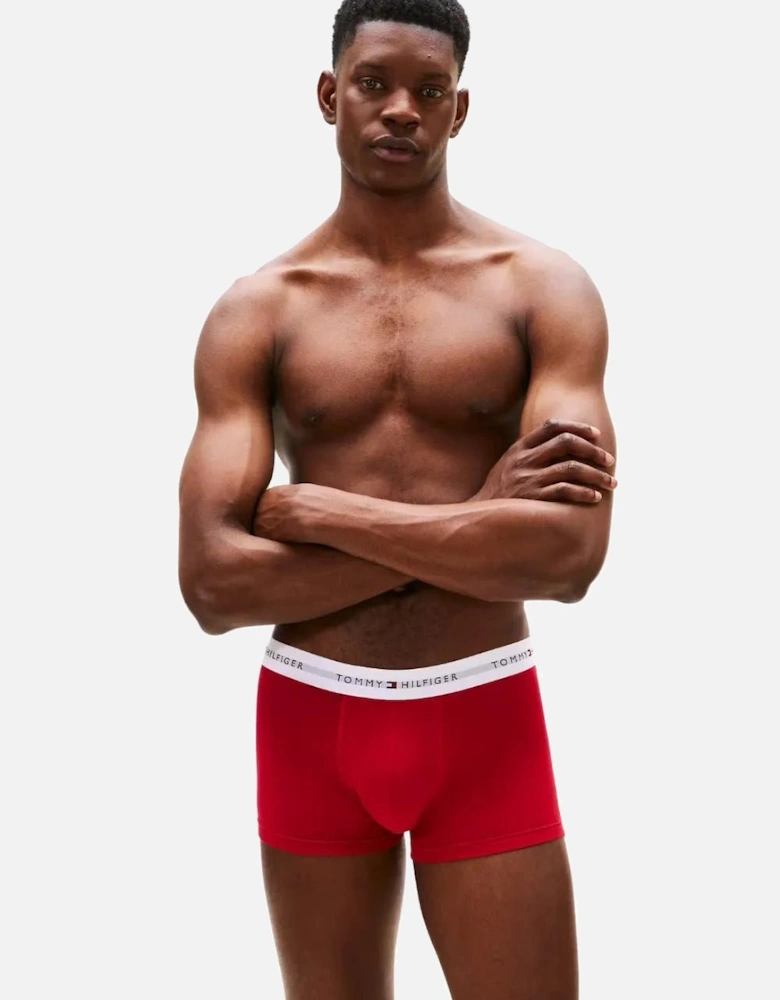 3-Pack Signature Cotton Hearts Print Boxer Trunks, Navy/Pink/Red