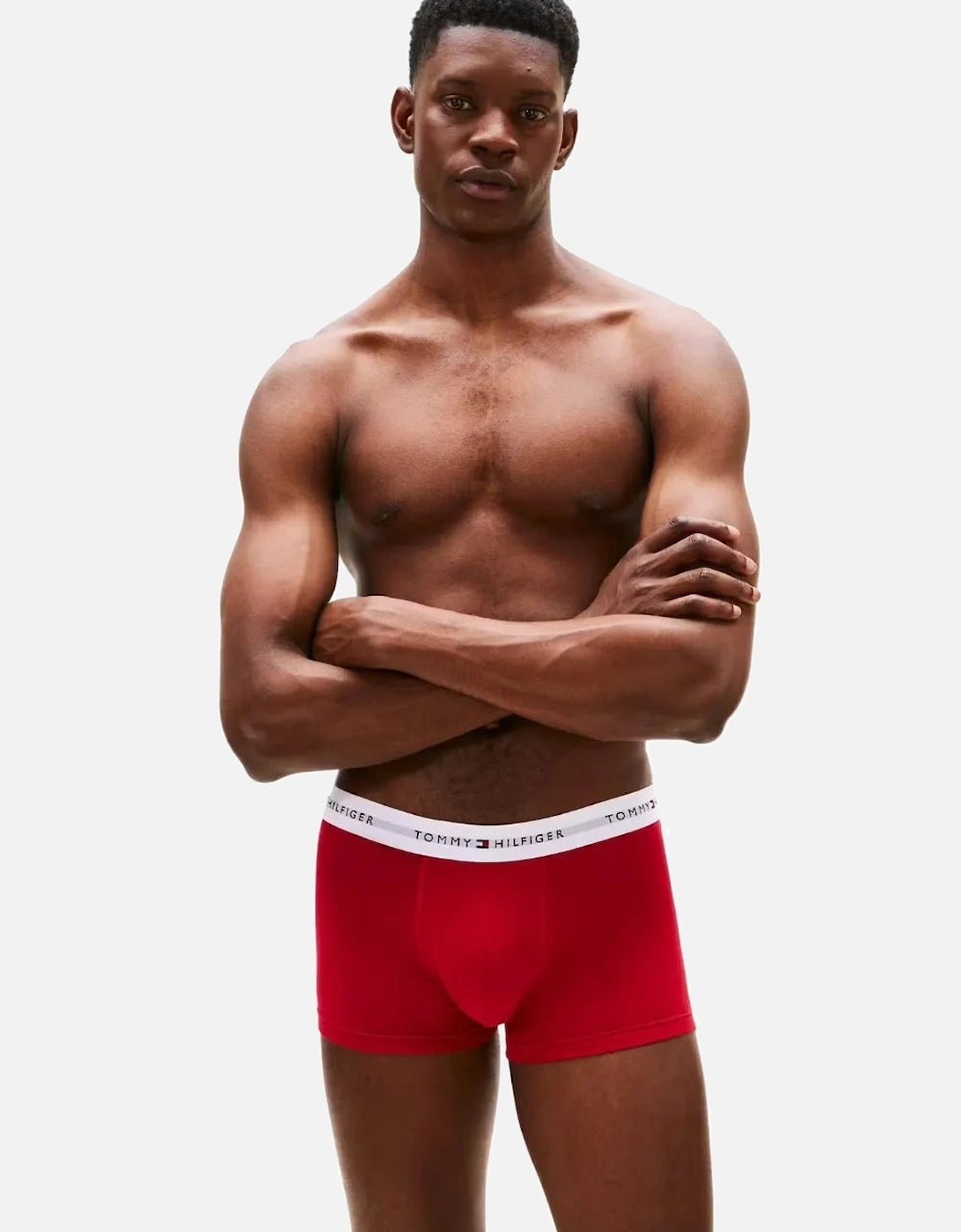 3-Pack Signature Cotton Hearts Print Boxer Trunks, Navy/Pink/Red