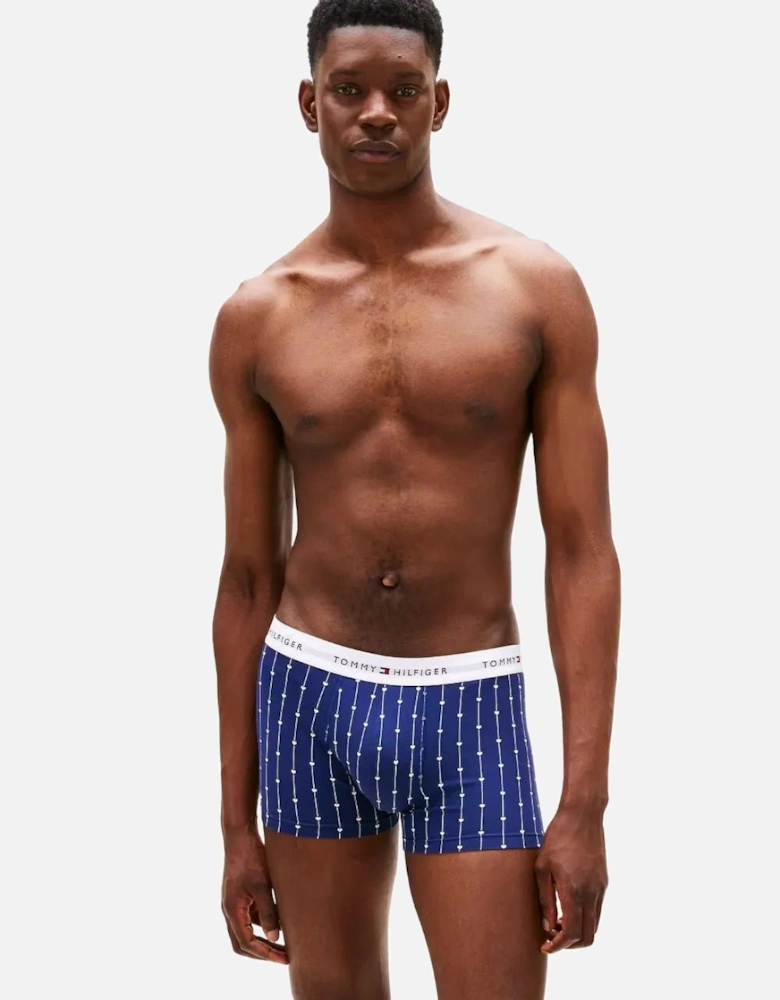 3-Pack Signature Cotton Hearts Print Boxer Trunks, Navy/Pink/Red