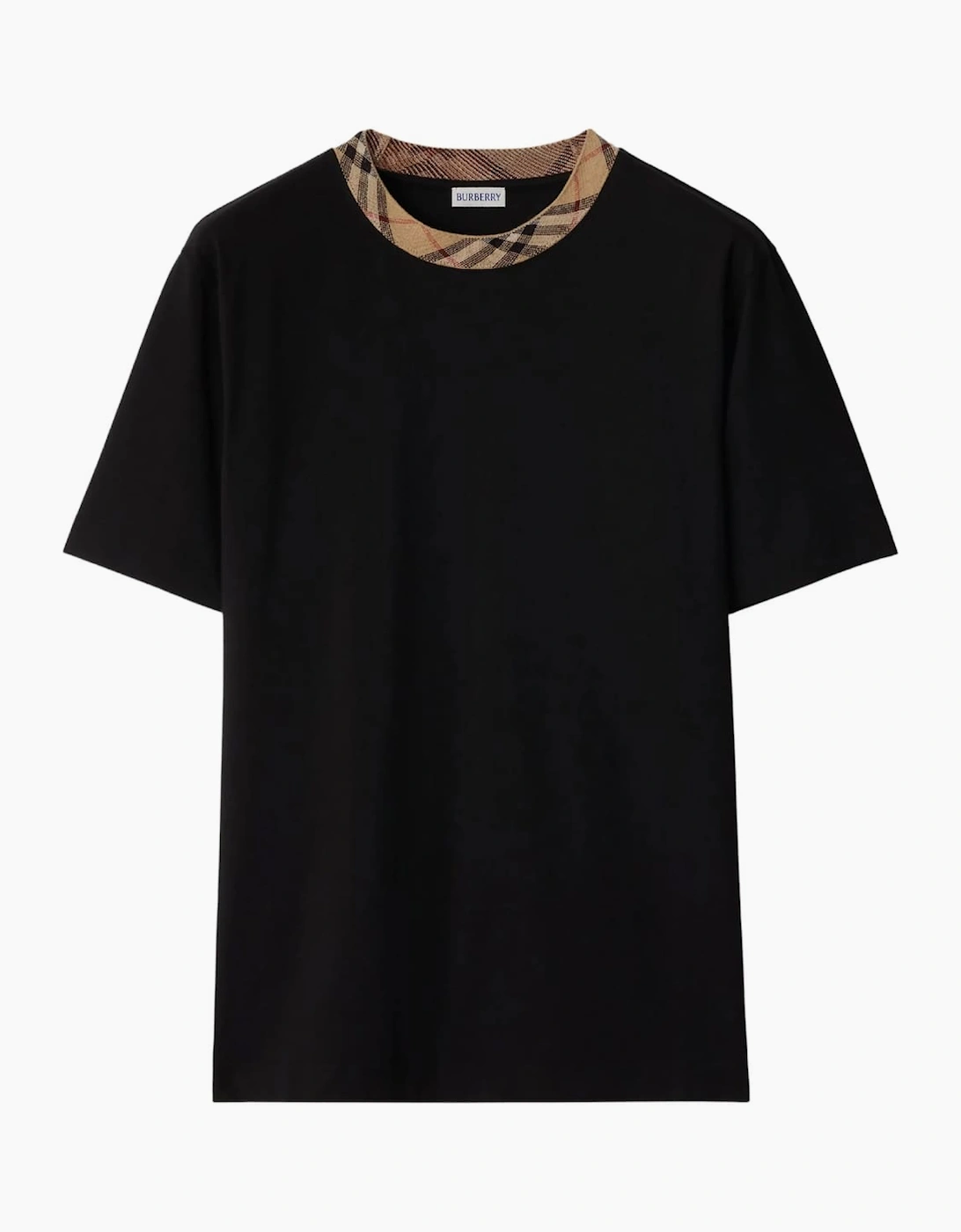 Men's Burberry Check Trim Relaxed Fit Cotton T-Shirt Black - Size: 38